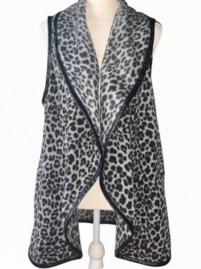 Simply Southern Leopard Print Open Front Vest Women’s Sherpa Fleece Layering Sm